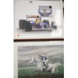 Two framed prints "Grey Day Cheltenham 1989" and "Ian Mansell", largest 45 cm x 57 cm. This lot is