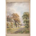 Victorian watercolour of a country cottage signed C McKinlay 38 x 27 cm. P&P Group 3, will be sent