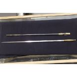 Brass handled Masonic sword lacking hilt in leather scabbard L: 85 cm, blade L: 69 cm