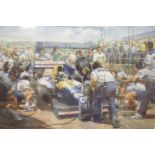Alan Fearnley framed signed print "Be the Best" with Damon Hill. P&P Group 3 (£25+VAT for the