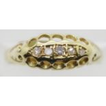 Antique 18ct gold five stone diamond ring, size K, 2.0g. P&P Group 1 (£14+VAT for the first lot