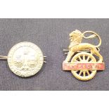 Early British Rail inspectors enamel cap badge and a Lancashire and Yorkshire Railway badge