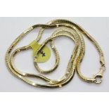 Ladies gold plated silver 20" square link snake chain. P&P Group 1 (£14+VAT for the first lot and £