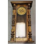 Large antique walnut Westminster chime wall clock with pendulum and key (untested). P&P Group 3 (£
