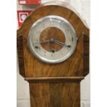 Walnut cased granddaughter clock, working at lotting up. This lot is not available for in-house P&P,