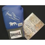 Ken Buchanan signed blue Lonsdale boxing glove with CoA from Montage Moments. P&P Group 2 (£18+VAT