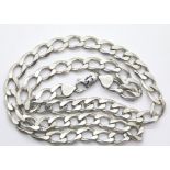 Gents silver 24" solid curb chain, 45g. P&P Group 1 (£14+VAT for the first lot and £1+VAT for
