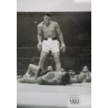 Mohammed Ali vs Sonny Liston signed photograph, 27 x 27 cm, with no CoA. P&P Group 2, will be sent