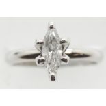 Ladies marquise set 0.67ct diamond solitaire ring, size L, 4.2g. P&P Group 1 (£14+VAT for the