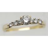 Presumed 18ct gold diamond solitaire ring with central brilliant cut stone approx 0.25 cts and