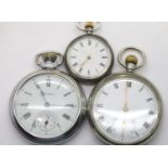 Two pocket watches and a silver fob watch. P&P Group 1 (£14+VAT for the first lot and £1+VAT for