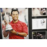 Tiger Woods signed Augusta Golf Club card and montage, overall 72 x 67 cm, with two COA's from