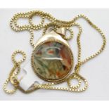 9ct gold moss agate pendant on a 45 cm 9ct gold chain, 7.5g. P&P group 1 (£16 for the first item and