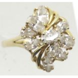 14ct gold fancy white stone ring, size S, 4.7g. P&P Group 1 (£14+VAT for the first lot and £1+VAT