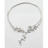 Boxed 9ct white gold Beaverbrooks stone set necklace, 7.2g. P&P Group 1 (£14+VAT for the first lot