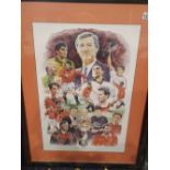 Signed limited edition print Manchester United The Boss by Leon Evans 129/850. Frame size 83 x 67