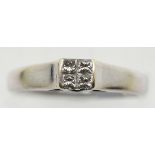 Ladies 18ct white gold 4 stone princess cut fancy diamond ring, size P, 4.6g. P&P Group 1 (£14+VAT