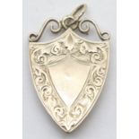 Antique 9ct rose gold shield shaped fob. P&P Group 1 (£14+VAT for the first lot and £1+VAT for