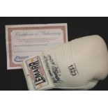 James Cook signed white Lemarr boxing glove with CoA from Chaucer Auctions. P&P Group 2 (£18+VAT for