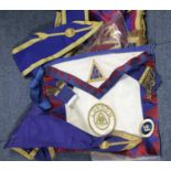 Masonic regalia, mostly aprons and collars from London district lodges. P&P Group 2 (£18+VAT for the