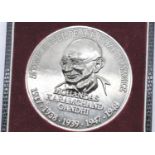 White metal boxed Nobel Peace Prize nomination table medal for Gandhi. P&P Group 1 (£14+VAT for