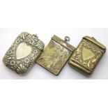 Three vintage brass vesta cases. P&P Group 1 (£14+VAT for the first lot and £1+VAT for subsequent