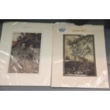 Two Arthur Rackham prints, 18 x 12 cm. P&P Group 2 (£18+VAT for the first lot and £2+VAT for