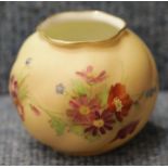 Small Royal Worcester bulbous vase in the Blush Ivory pattern, H: 7 cm. P&P Group 1 (£14+VAT for the