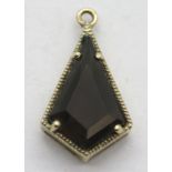 9ct gold smokey quartz pendant with diamond cut edge. P&P Group 1 (£14+VAT for the first lot and £