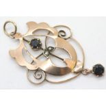 Antique 9ct rose gold, sapphire and pearl pendant. P&P Group 1 (£14+VAT for the first lot and £1+VAT