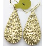 Ladies gold plated silver mesh drop earrings. P&P Group 1 (£14+VAT for the first lot and £1+VAT