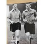 Tom Finney and Nat Lofthouse signed framed photograph, 24 x 20 cm, with COA from Chaucer Auctions.