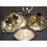 Quantity of mixed silver plate including a large salver. P&P Group 3 (£25+VAT for the first lot