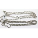 Ladies two silver chains, both 16", one Belcher and one twisted box. P&P Group 1 (£14+VAT for the