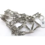 Silver ornate filigree butterfly link T-bar chain. P&P Group 1 (£14+VAT for the first lot and £1+VAT