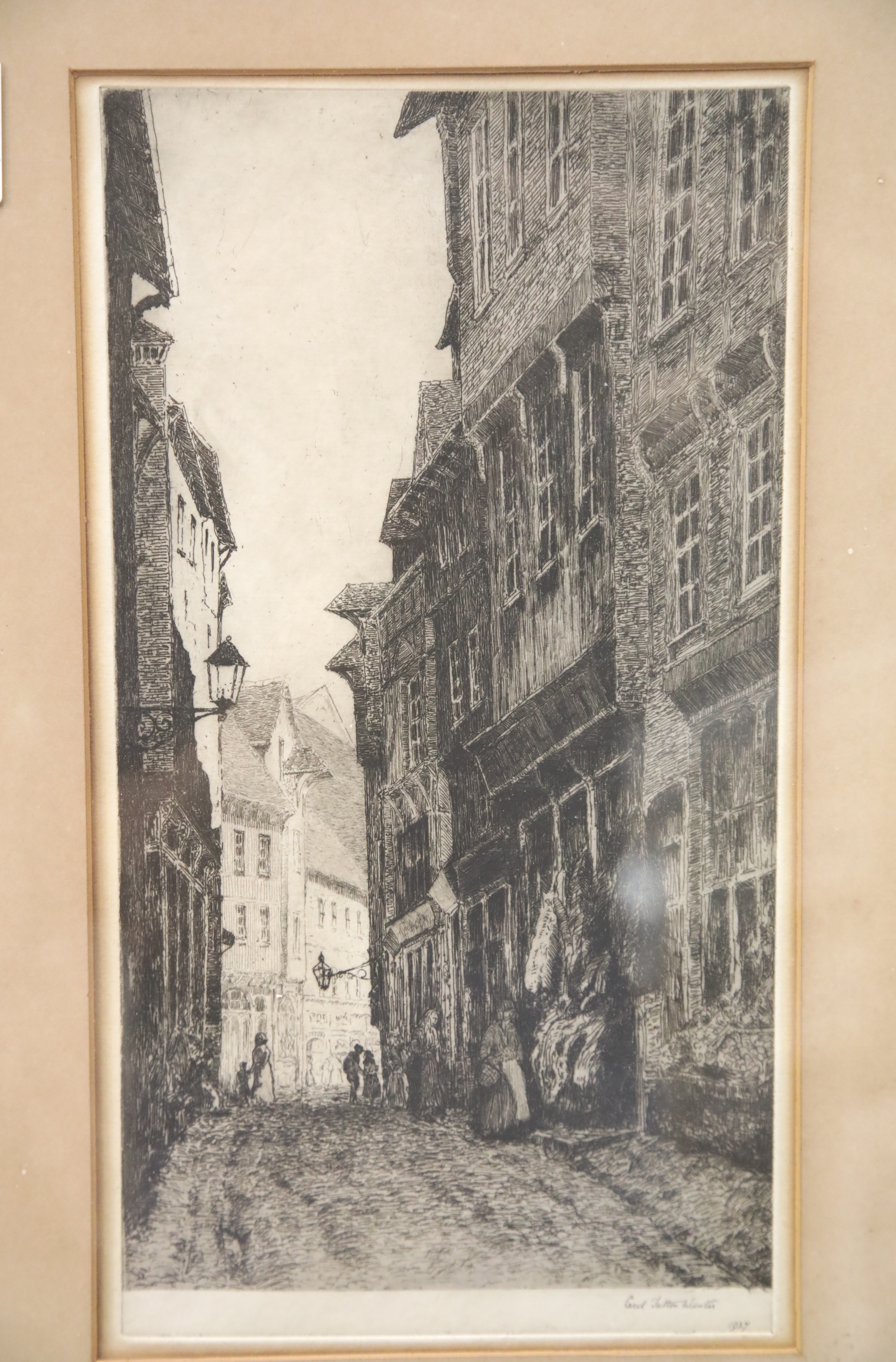 CECIL TATTON WINTER 1927 engraving of The Shambles York. 34 x 19 cm. P&P Group 3, will be sent