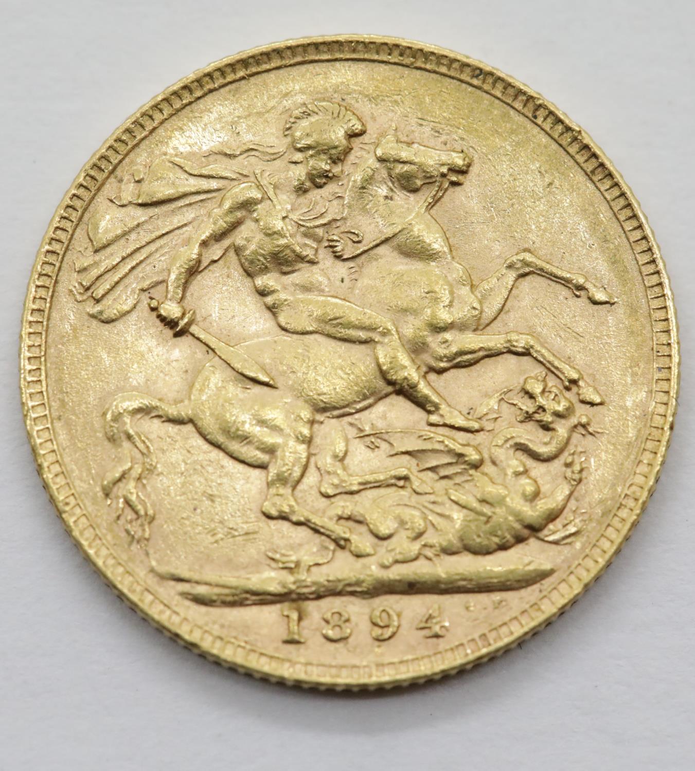 Victoria 1894 full sovereign. P&P Group 1 (£14+VAT for the first lot and £1+VAT for subsequent lots) - Image 2 of 2