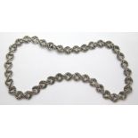 Vintage presumed silver marcasite necklace. P&P Group 1 (£14+VAT for the first lot and £1+VAT for