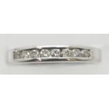 Ladies 9ct white gold diamond half eternity ring, size K, 2.5g. P&P Group 1 (£14+VAT for the first