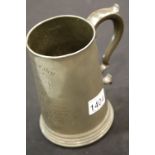 Large pewter glass bottomed quart tankard, stamped for A&S London, inscribed for the the St