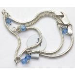 Silver stone set ankle chain. P&P Group 1 (£14+VAT for the first lot and £1+VAT for subsequent lots)