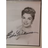 Esther Williams, framed signed photograph, 24 x 19 cm, with CoA from Todd Mueller. P&P Group 2 (£