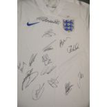 England Football Shirt, signed by 14 current and past internationals, including Daniel Sturridge,