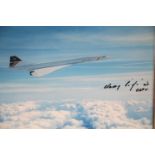 Harry Linfield (pilot) signed Concorde In Flight photograph, 20 x 25 cm, with CoA from Chaucer
