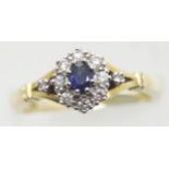 Ladies high grade 18ct gold sapphire and diamond ring, size N, 4.6g. P&P Group 1 (£14+VAT for the