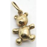 9ct gold 1970s teddy bear charms. P&P Group 1 (£14+VAT for the first lot and £1+VAT for subsequent