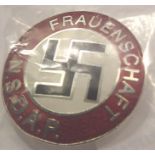 Reproduction Nazi enamel Frauenschaft badge. P&P Group 1 (£14+VAT for the first lot and £1+VAT for