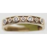 Ladies four stone diamond ornate wedding band, size O, 3.1g. P&P Group 1 (£14+VAT for the first