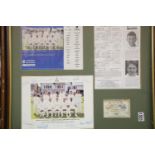 England V New Zealand 1994 montage with signed England team photograph, ticket etc. Framed, not