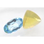 Loose gemstones; natural Brazilian fire opal 1.46ct and Irradiated Swiss blue topaz 1.94ct. P&P